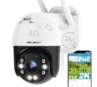 GENBOLT 2K 3G/4G LTE Caméra Surveillance Extérieure Carte Sim, 24/7 Enregistrement Camera sans WiFi à Brancher Fillare PoE Vidéosurveillance Cellulaire, Détection Humaine Nocturne Couleur Suivi Auto