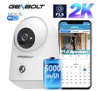 GENBOLT 2K Camera Surveillance WiFi Interieur sans Fil, Pan/Tilt Camera Animaux Interieur 5000maAh, Camera Interieur sans Fil，Détection Humaine PIR, pour De Bébé/Animaux/Sécurité Domestique