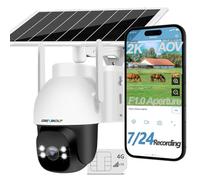 GENBOLT 3G/4G LTE 2K Caméra Surveillance Solaire Extérieure sans Fil, avec Carte SIM, AOV 24/7 Enregistrement, Ouverture F1.0, Batterie 15600mAh Panneau Solaire 8W, 25M Détection Humaine, sans WiFi