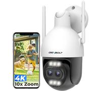 GENBOLT 4K Caméra Surveillance WiFi Extérieur,8MP CCTV IP Caméra avec POE | Zoom Hybride 10X,Double Objectif,2.4/5GHz,360° PTZ,Couleur Nocturne,Suivi Automatique Personnes/Véhicules,Tout Métal,IP66