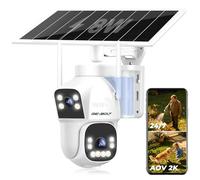 GENBOLT AOV Solaire WiFi Caméra De Surveillance Extérieur sans Fil 15600mAh | 2.5K HD, 2.4&5GHz, Double affichage, Enregistrement 24/7, détection IA 90FT, IP CCTV Caméra, Suivi automatique