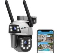 GENBOLT PTZ Outdoor Surveillance Camera with PoE, 2.45Ghz WiFi IP Camera CCTV Outdoor Dual Lens Dual View with Night Color, Auto