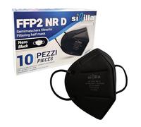 general merchandising Masque FFP2 NR D Noir 10 Pièces - Semimasque Filtrant 5 Couches Certifié CE - Élastiques Auriculaires - Made in Italy