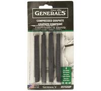 General Pencil Lot de 4 bâtons de graphite compressés Noir - 2B, 4B et 6B