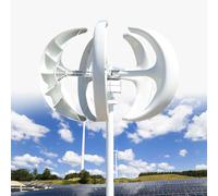 Générateur D'éolienne 10000W 12V/24V/48V/110V/220V Générateur Vertical à 5 pales Kit D'éolienne à Aimant Permanent Triphasé AC avec Contrôleur, pour Maison/Bateau/Chalet/Camping-Car,White48V