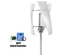Générateur d'éolienne - Éolienne verticale de 3000W - Sortie 12V/24V AC - Design de lanterne - Régulateur de charge hybride - Onduleur 220V - Pour alimentation domestique
