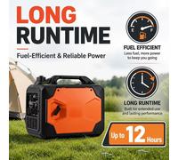 Générateur d'inversion à gaz portable - 3200 W - Puissance de crête de 3500 W - Fonctionnement silencieux - Idéal pour le camping, les camping-cars et l'alimentation de secours - Couleur : orange