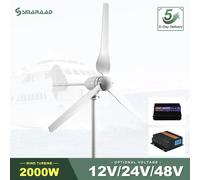 Générateur éolien 2000W, 12V, 24V, 48V, éolienne horizontale avec alternateur à aimants