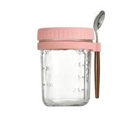 Generchin 1 Pièces Récipient de Tasse de Déjeuner Pot de Farine D'Avoine Hermétique avec Couvercle et Cuillère Tasse de Farine D'Avoine Portable pour Salades Céréales Haute Qualité Rose