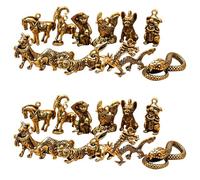 Generchin 24X Statue de Dragon du Zodiaque Chinois en Bronze, Ornements en Cuivre Antique, Collection Miniature d'animaux, Artisanat de Décoration pour
