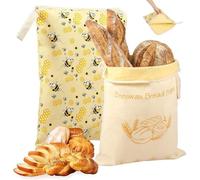 Generchin 2Pack à Pain en Cire d'abeille Extra Larges avec Fermeture Éclair, Poignée en Forme de L, en Cire d'abeille en Coton Naturel.