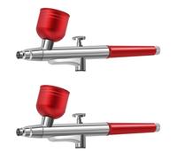 Generchin 2X Aérographe Portable à Action, Buses de 0,3 mm, Stylo Aérographe pour Modèle de Gâteau, Peinture de Voiture, Beauté, Jet D'Encre, Rouge