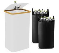 Generchin Boîte de Rangement Couvercle Rabattable Fermeture Blanc | Couvercle intégré retient les déchets et les odeurs; poignées pour le transport.