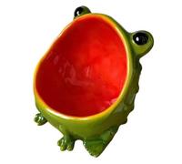 Generchin Bol Déco Grenouille Brillant Extérieur Vert Intérieur Rouge 13 cm | Extérieur vert brillant et intérieur rouge apportant une touche ludique au set coiffeuse, bureau ou table de nuit.