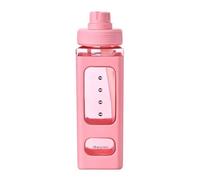Generchin Bouteille d'eau Kawaii avec Paille 3D Ours Mignon Autocollant Gratuit en Plastique Carré Gobelet Portable Verres 700 ML Rose