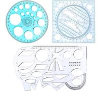 Generchin Ensemble de 3 Gabarits de Dessin Géométrique, Gabarit de Cercle et Pochoirs de Dessin pour Étudiants, Règle pour L'Architecture Scolaire