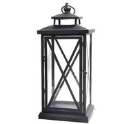 Generchin Grand Porte-Bougie en Verre pour Jardin, Lampe Européenne Noire, Porte-Bougie en Fer Rétro, Centres de Table, Lanterne en Métal, Porte-Bougie