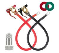 Generchin Kit de Câble Universel pour Onduleur de Batterie 12 AWG de 40 cm avec Connecteur de Borne et Nettoyeur de Bornes pour Camping-Cars, Voitures, Motos et Camions
