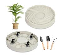Generchin Plateau de Plantes avec Roues Cachées, Support de Plantes Roulant Robuste, Plateau de Soucoupe pour Plantes D'Intérieur et D'Extérieur avec Outils de Jardin