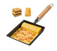 Generchin Poêle à Tamagoyaki en Fonte, Petite Poêle à Omelette Japonaise, Poêle Rectangulaire Antiadhésive pour Rouleaux D'Oeufs, Poêle à Omelette Japonaise Rectangulaire avec Poignée en Bois.