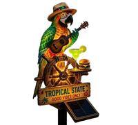Generchin Statue d'animal Perroquet Guitare Lampe de Nuit Décoration Style Scène de Fête 20 cm Alimentée par Énergie Solaire pour L'Extérieur