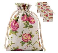 Generic à Cordon en Coton Lot de 10 Pièces Pratiques Imprimé Rose, Petits Sachets 10 Paquet Faciles à Utiliser pour Présents, Emballages Fête et Festival