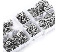 Generic Assortiment de Vis à Métaux à Douille Hexagonale, 300 Pièces, à Tête Plate, dans une Boîte Transparente, à Usage Général, en Acier Inoxydable SS304