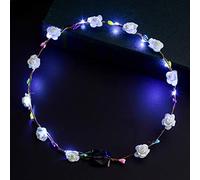 Generic Bandeau à Fleurs LED, Couronne Lumineuse pour Femmes, Accessoires de Fête de Mariage, 65CM (WHITE)