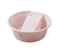 Generic Bassine à Linge Bassine avec Planche à Laver Mini Bassin de Nettoyage Manuel Seau de Lavage Fonction Antidérapante Pratique En Polypropylène Adaptée P, Rose Clair