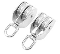 Generic Bloc à Double Poulie Durable M50, Roue Robuste pour le Levage et le Gréement, 2 Unités, Construction en Acier Inoxydable