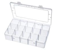 Generic Boîte de Rangement Portable pour Pilules et Bijoux, Conteneur Détachable Léger et Durable pour Perles et Pointes D'ongles, 15 Grilles, Plastique, 27,5 X 16,3 X 5, Cm, 1 Pièce (WHITE)