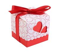 Generic Boîtes à Dragées 50 Pièces, Boîte à Bonbons élégante pour Douches Nuptiales, Fêtes D'anniversaire, Boîte Cadeau Polyvalente 5x5x5cm (coeur rouge)
