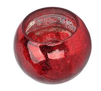 Generic Bougeoir Rond en Verre avec Motif de Fleur de Glace Rouge pour la Décoration de la Maison, Fête de Mariage, Restaurant, Photophore en Verre élégant, Parfait pour Les Centres de Table