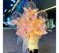 Generic Bouquet de Roses Ballon Lumineux avec Lumières LED pour Cadeaux Romantiques de Saint-Valentin - Plastique, Ensemble Complet pour Occasions Spéciales (PINK)