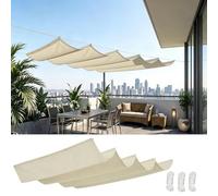 Generic Brise Vue Balcon Épais 100x300cm Toldo Voile Solaire Rétractable Style Vague,Premium 230g/m² Toile Oxford Occultante,Protection Thermique pour Garde-Corps,Beige