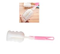 Generic Brosse de nettoyage à long manche en éponge avec tête de brosse amovible pour biberons, gobelets et verrerie (rose)