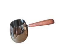 Generic Cafetière Turque Pot à Café Turc Pot à Lait Faitout en Acier Inoxydable Bec Verseur Pratique Manche Bois Surface Lisse Convient pour Cuisine Bureau, 420 ml
