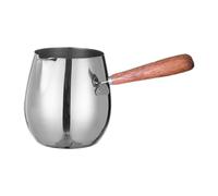 Generic Cafetière Turque Pot à Café Turc Pot à Lait Faitout en Acier Inoxydable Bec Verseur Pratique Manche Bois Surface Lisse Convient pour Cuisine Bureau, 300ML