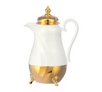 Generic Carafe Café Arabica Pot Cafetière Isotherme Verseuse Café Thé Multifonctionnelle Confort Poignée Doublure Verre Corps PP Silicone pour Chambre Bureau, or Blanc