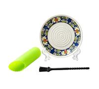 Generic Céramique Hachoir À Ail Râpe Plaque Manuel Gingembre | Ceramic Garlic Grater Plate Set Manual Ginger Grinder Mincer Fruit Puree Bowl 4.61inch; 1 x Grinding Bowl 1 x Brush 1 x