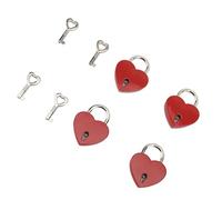 Generic Charmant Cadenas en Forme de Cœur avec clé pour Journaux Intimes, Boîtes à Bijoux, Sacs à Main, Serrure de Souhaits de Couple pour Vos Proches, en Alliage de Zinc 3,8 X 3 Cm (rouge)