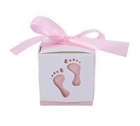 Generic Coffret Cadeau de Boîte à Bonbons au Design D'empreinte de bébé Exquis, Boîtes en Papier Vert de 50 Pièces pour Mariage, Réception-cadeau pour bébé, Légères (PINK)