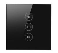 Generic Commutateur Intelligent de Rideau de Wifi, Panneau Tactile, Commande Vocale pour Application Domestique, Synchronisation à Distance, Verre trempé 110 240V, Prise Ue (BLACK)