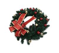 Generic Couronne Artificielle de 16 Pouces avec Nœud et Guirlande Lumineuse pour Décoration de Porte D'entrée de Vacances, Couronne Décorative Pré-éclairée, Conception étanche pour Une Utilisation