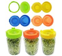 Generic Couvercles de Germination en Plastique pour Bocaux à Large Ouverture, 4 Pièces, Kit de Germination Facile à Rincer et à égoutter pour Brocoli, Lentilles et Germes de Soja Biologiques (YELLOW)