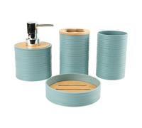 Generic Ensemble D'accessoires de Salle de Bain 4 Pièces Comprenant Un Distributeur de Savon, Un Porte-brosse à Dents, Un Gobelet et Un Porte-savon, Fabri, Bleu
