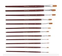 Generic Ensemble de Pinceaux de Peinture à Texture Douce, Poils en Nylon Durables pour Artistes Aquarelle Gouache 12 Pièces (Tête plate bordeaux)