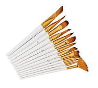 Generic Ensemble de Pinceaux en Nylon, 13 Pièces, Combinaison D'outils de Peinture à Tige Blanche avec Perles pour Artistes, Débutants, Peinture d'art et D'artisanat