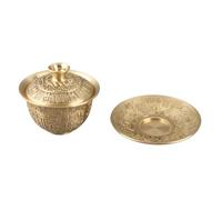 Generic Ensemble de Tasses à thé en Laiton, 3 Pièces, Design Traditionnel Chinois avec Couvercle et Soucoupe, Parfait pour Différentes Infusions de thé, 100ML