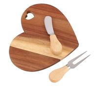 Generic Ensemble Planche à Fromage en Forme de Cœur et Coupe-fourchette à Beurre, élégant Plateau de Charcuterie en Bois pour Recevoir, Parfait pour la Décoration de la Maison, 1 unité